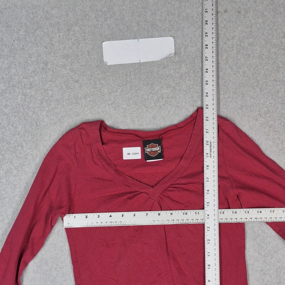VINTAGE Harley-Davidson Women Shirt M Red Columbia OH Pullover Long Sleeve - Picture 9 of 12